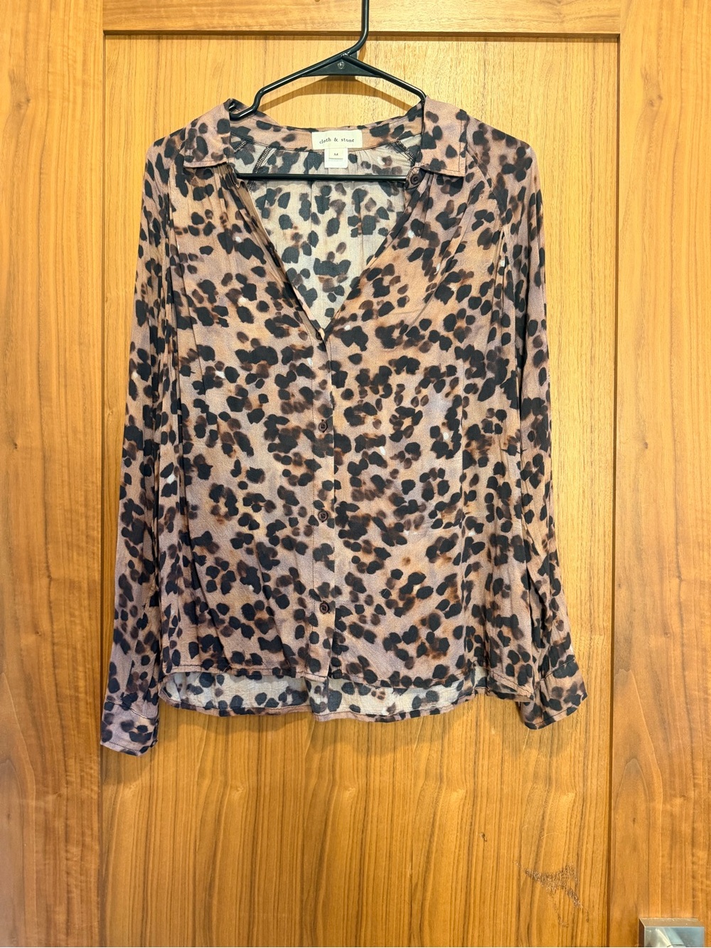 cloth & stone Leopard-Print Button Down Shirt in Brown and Black